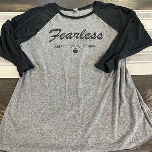 Women's Gray and Black 3/4 Sleeve Tee